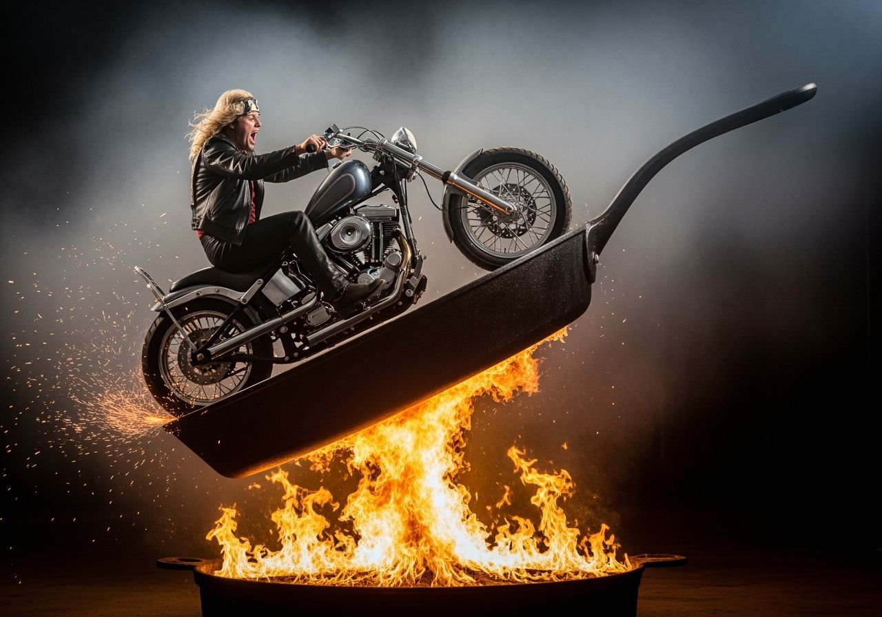 Motorbike Daredevil Leaps into Burning Inferno