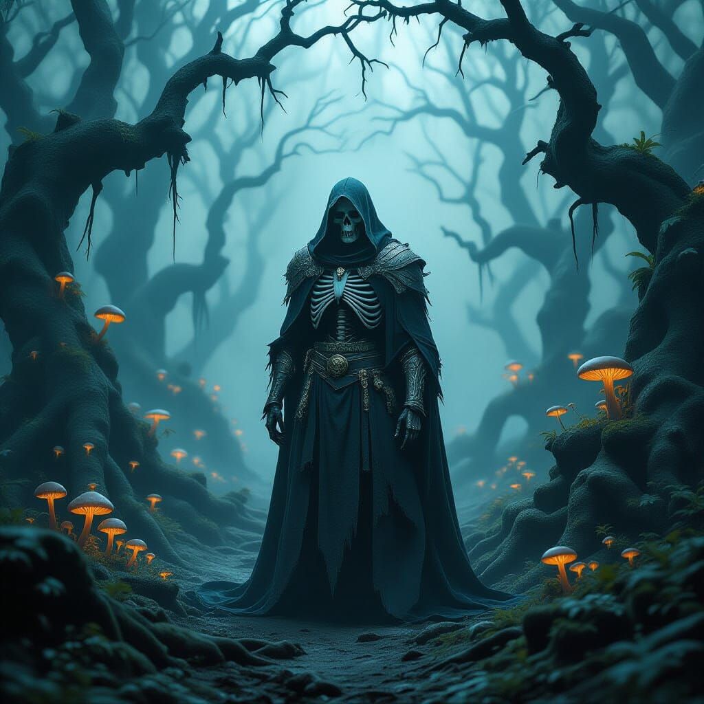 Skeletal Prince in Cursed Gothic Forest