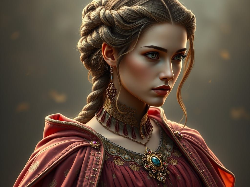 Ethereal Noblewoman in 9th Century Attire, 8K Resolution