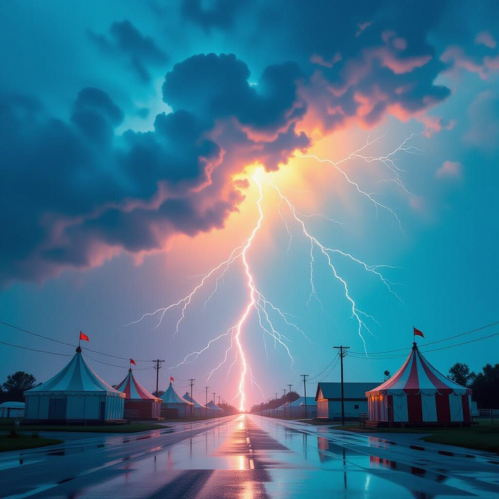 Ethereal Lightning Strike in Minimalist Storm Painting