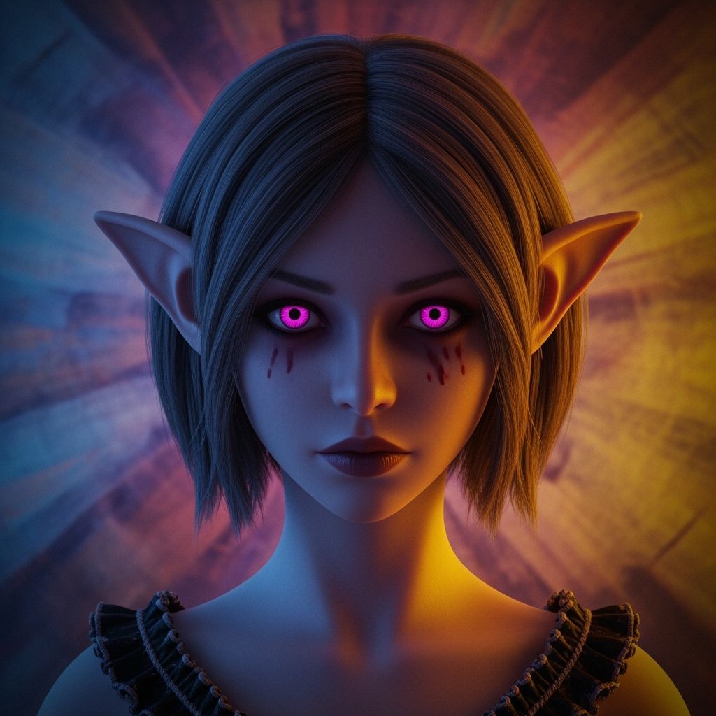 Sinister Goblin Ballerina with Pink Eyes: Hyperrealistic Art