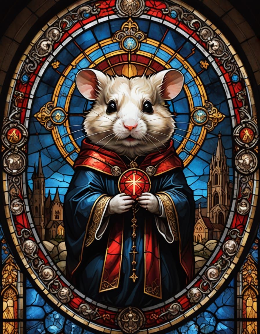 A Hamster Saint Adorned in Renaissance Splendor