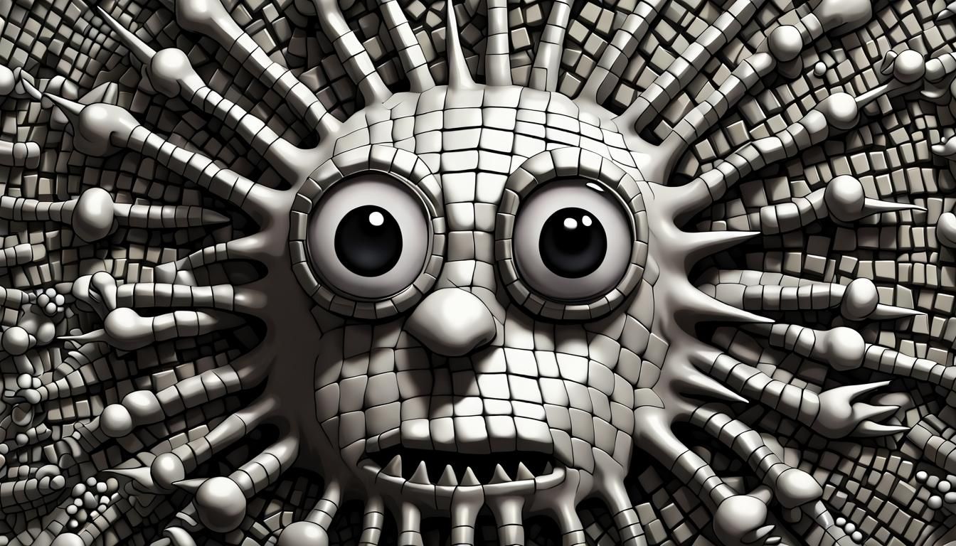 Spiky Sci-Fi Horror Face with Googly Eyes