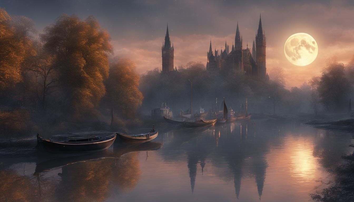 Reflections on the Thames in a Smoggy Night