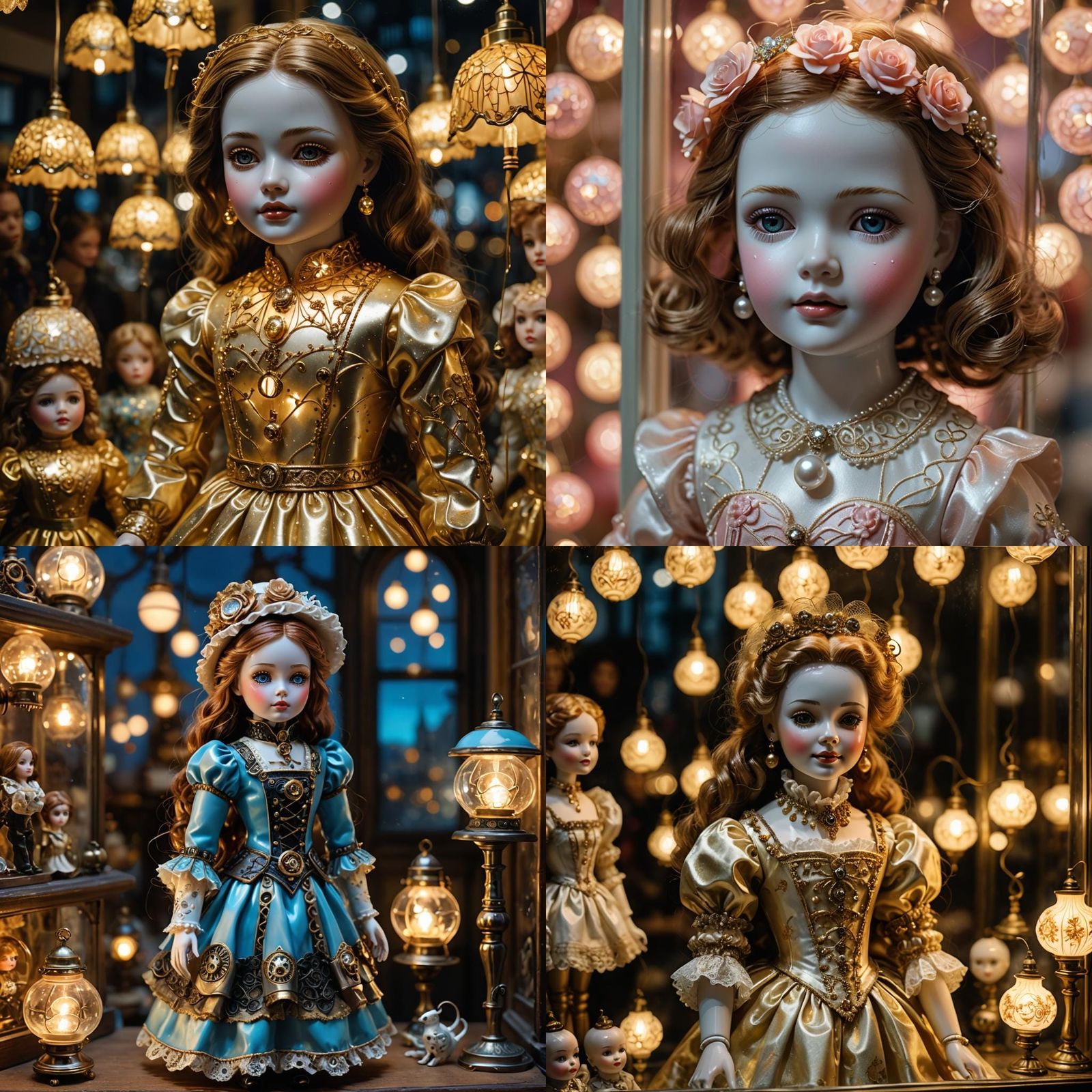 Intricately Painted Porcelain Doll in Store Window