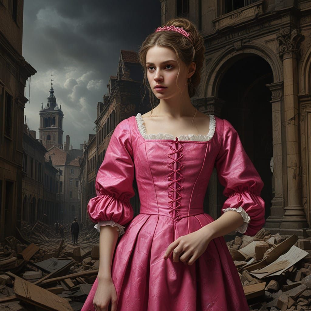 Hyperrealistic Impasto Oil Painting of Barbie Girl in Desola...