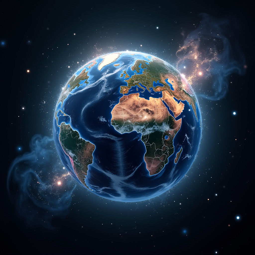 Spinning Earth Drifting Code: Dreamlike Digital Art