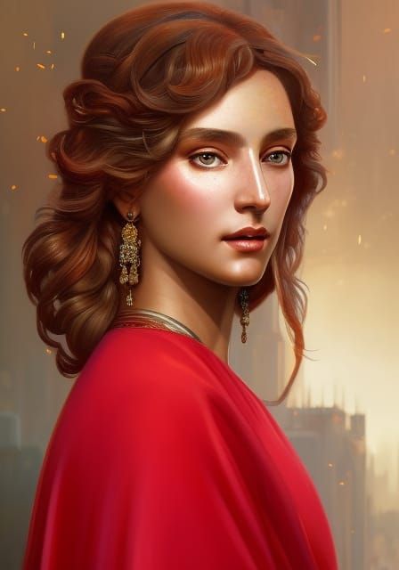 Fides, Roman Goddess of Trust, in Art Nouveau Style