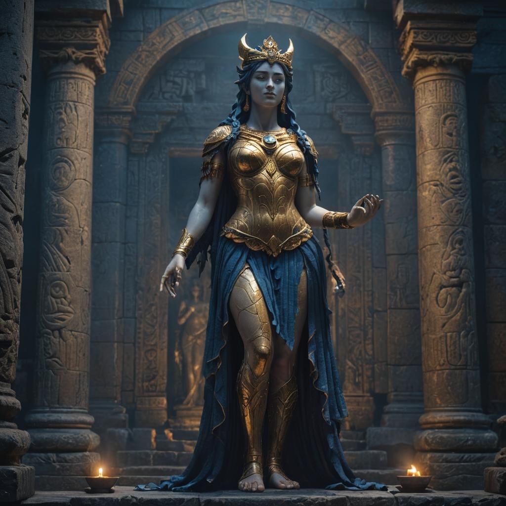 Goddess Hestia Statue in Ancient Temple