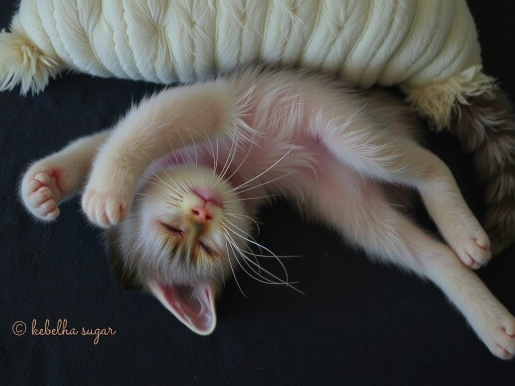 Sleeping Kitten in Whimsical Cartoon Style