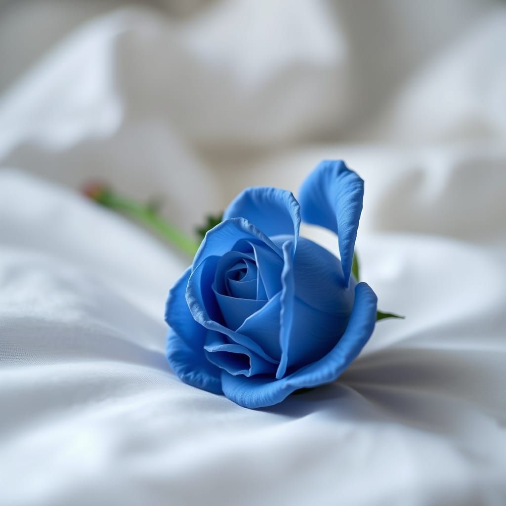 Blue Rose Portrait with Shallow Depth of Field