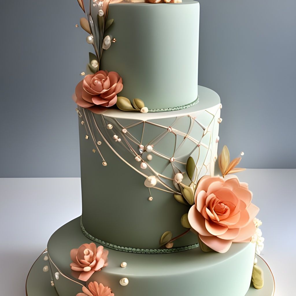 Elegant Sage Green Wedding Cake with Floral Design