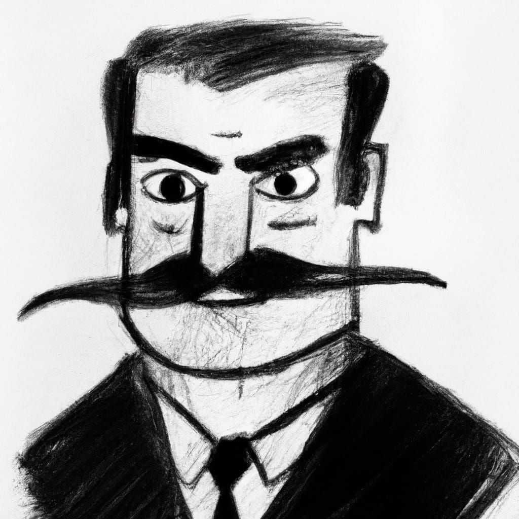 1920s Villain Charcoal Sketch Portrait