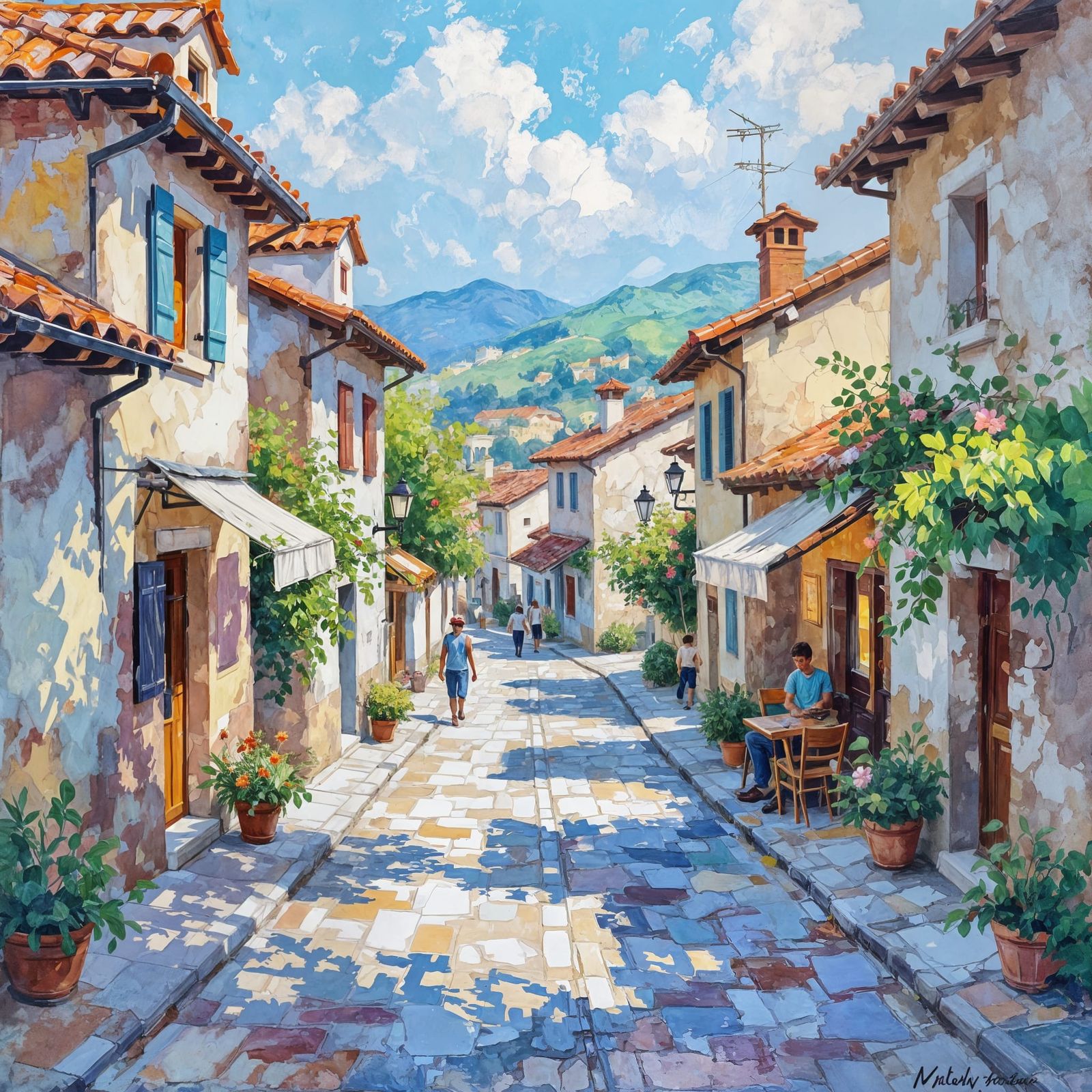 Impasto Gouache Street Scene in Epic Impressionist Style