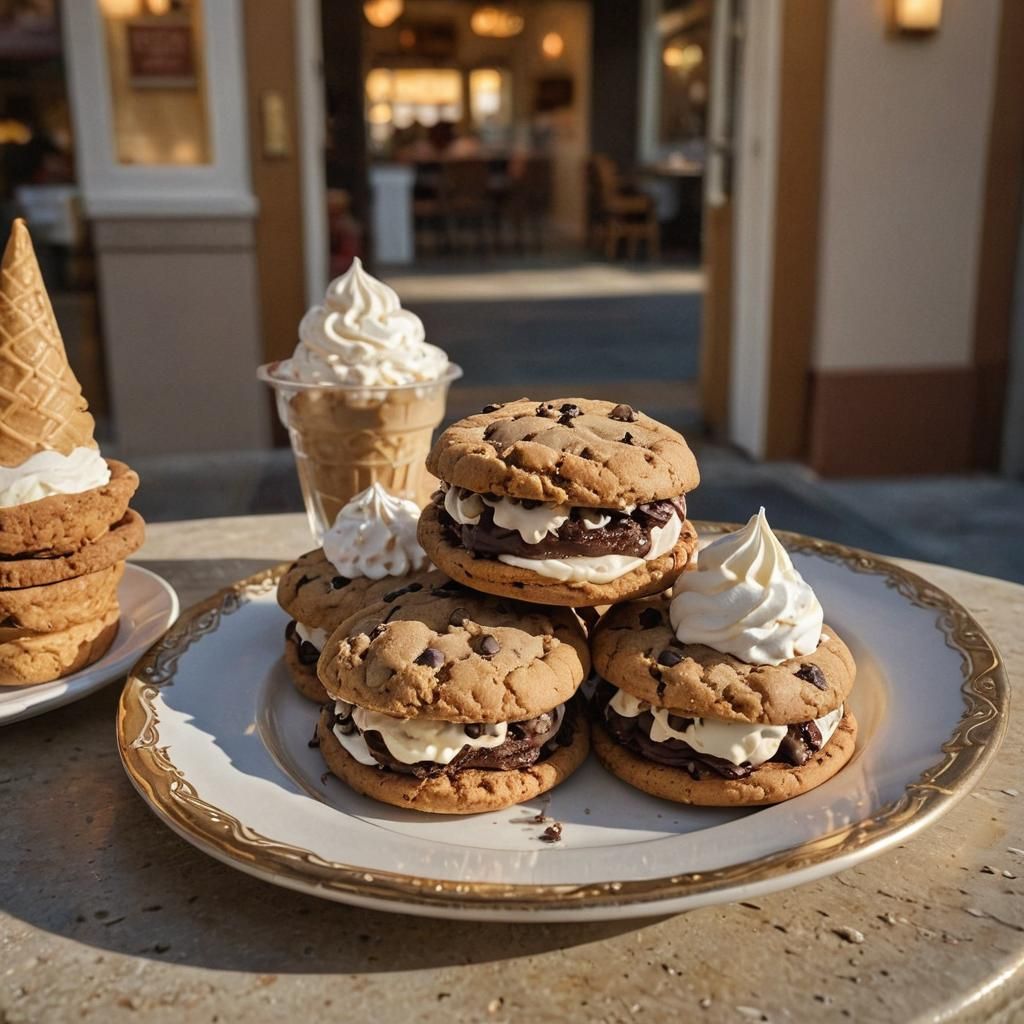 Ice Cream Cookie Sandwich, Detailed Digital Art