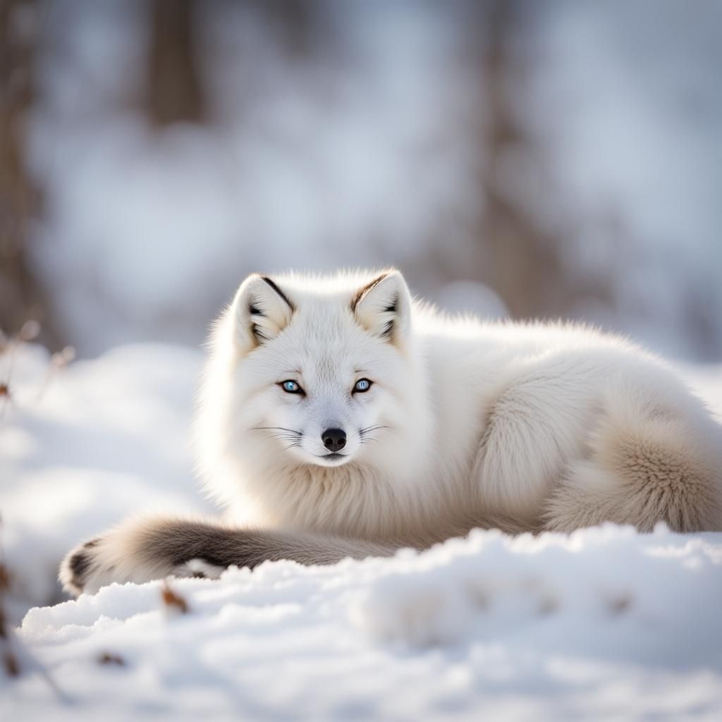 Arctic Fox Resting in Winter Snow: Professional Photography