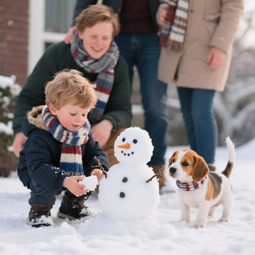 Boy and Puppy Build Snow Friends with Dutch Family