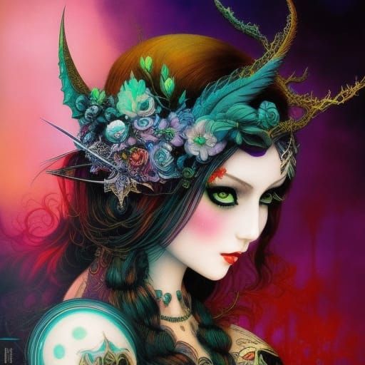 Medieval Skull in Cyberpunk Storm: Digital Art