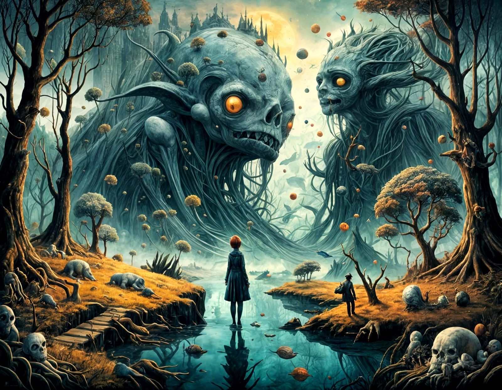 Whimsical Double Exposure Art in a Vintage Cinematic Style