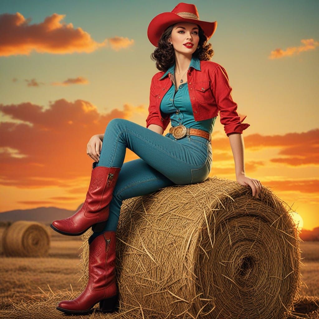 Retro Cartoon Cowgirl in Vintage Comic Style