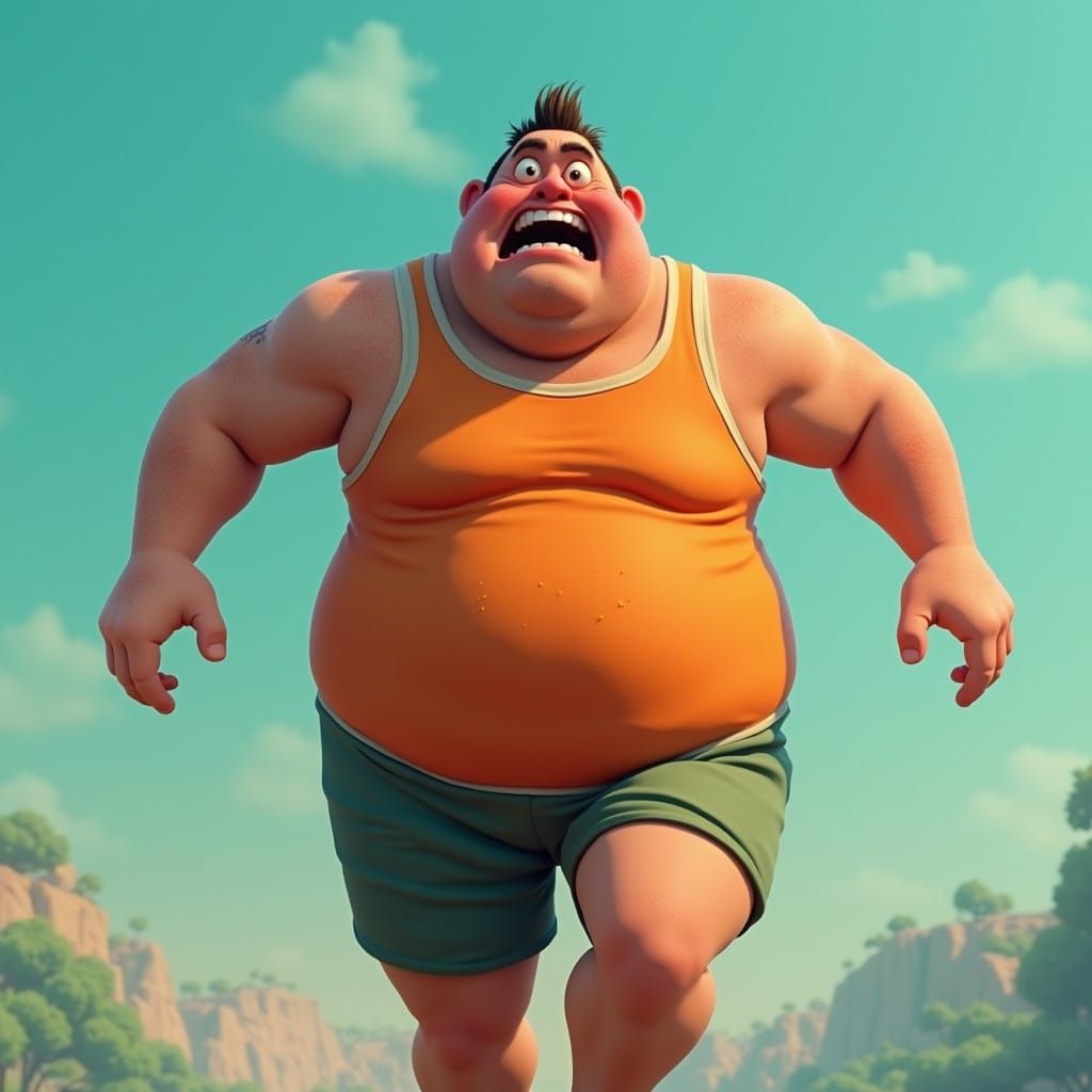 A Rotund Runner Overcomes in 3D Digital Art
