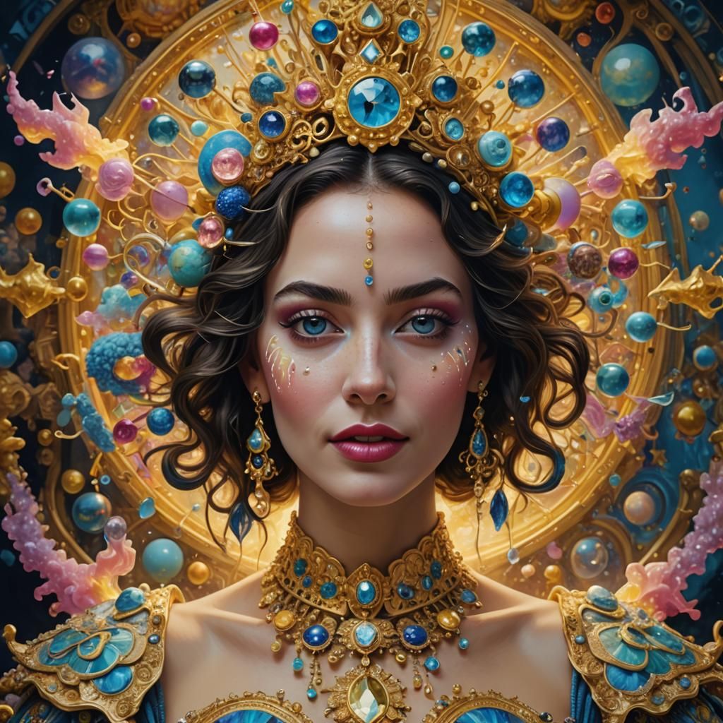 Surreal Portrait of Maltese Woman in Splash Art Style