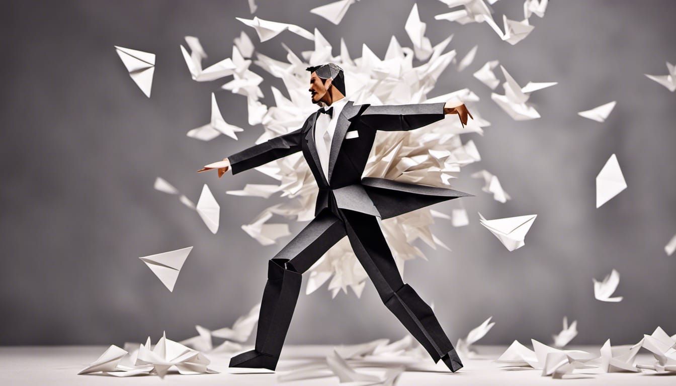 Exploding Origami Dancer in Tuxedo