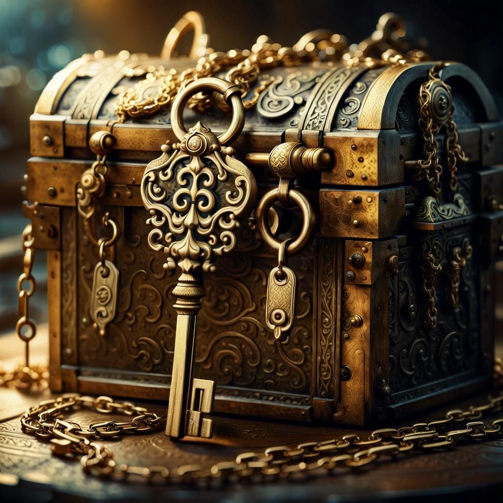 Golden Key on Fantastical Beast: Detailed 3D Art