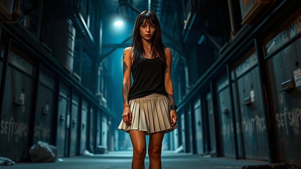 Moody Urban Fashion Portrait in Dark Gritty Cityscape