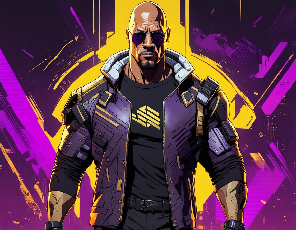 Dwayne Johnson in Cyberpunk Style Futuristic Suit