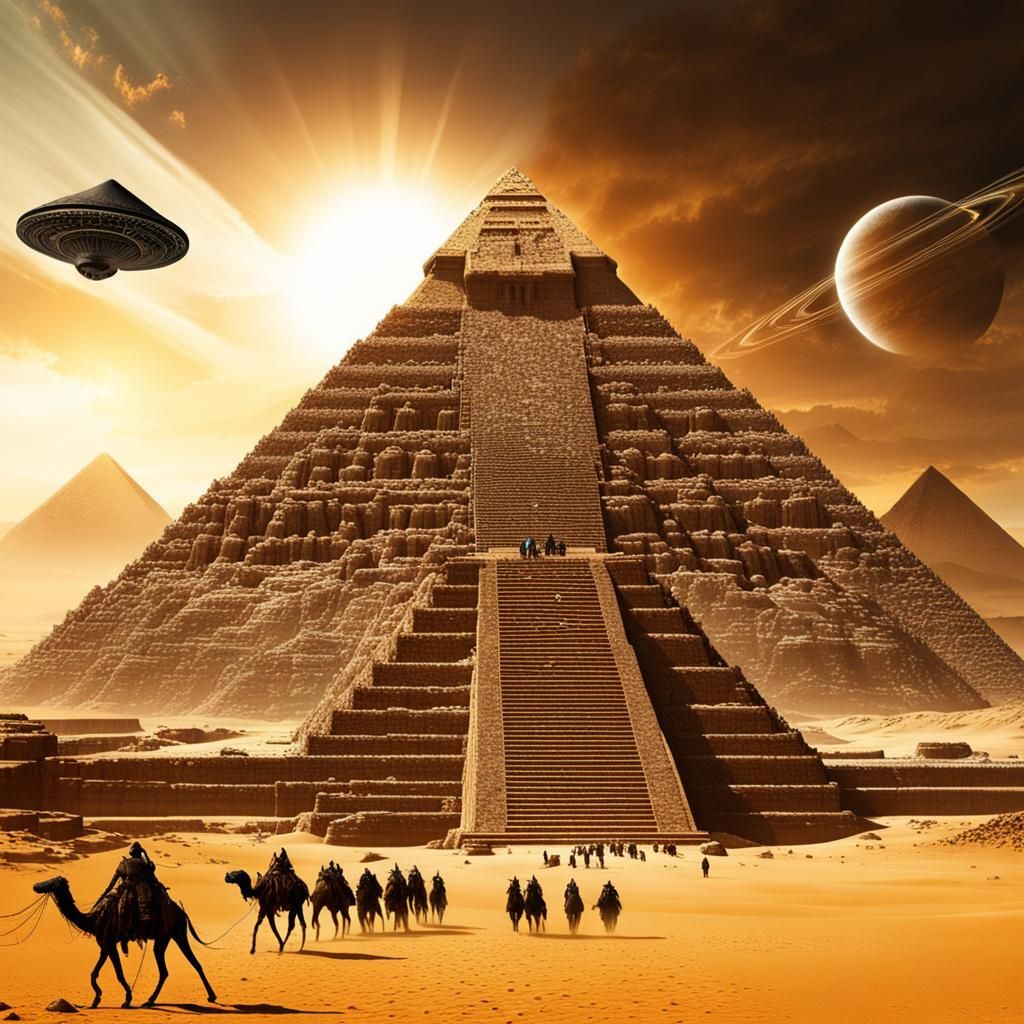 Alien Pyramid with Flying Craft
