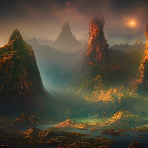 Fantastical Erde Landscape in Detailed Matte Painting