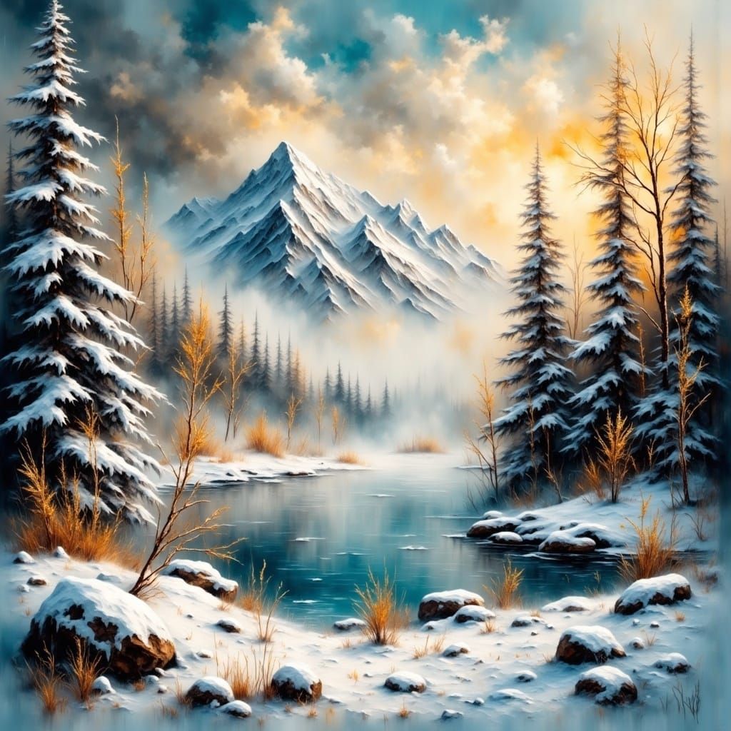 Epic Winter Landscape in Vibrant Digital Art