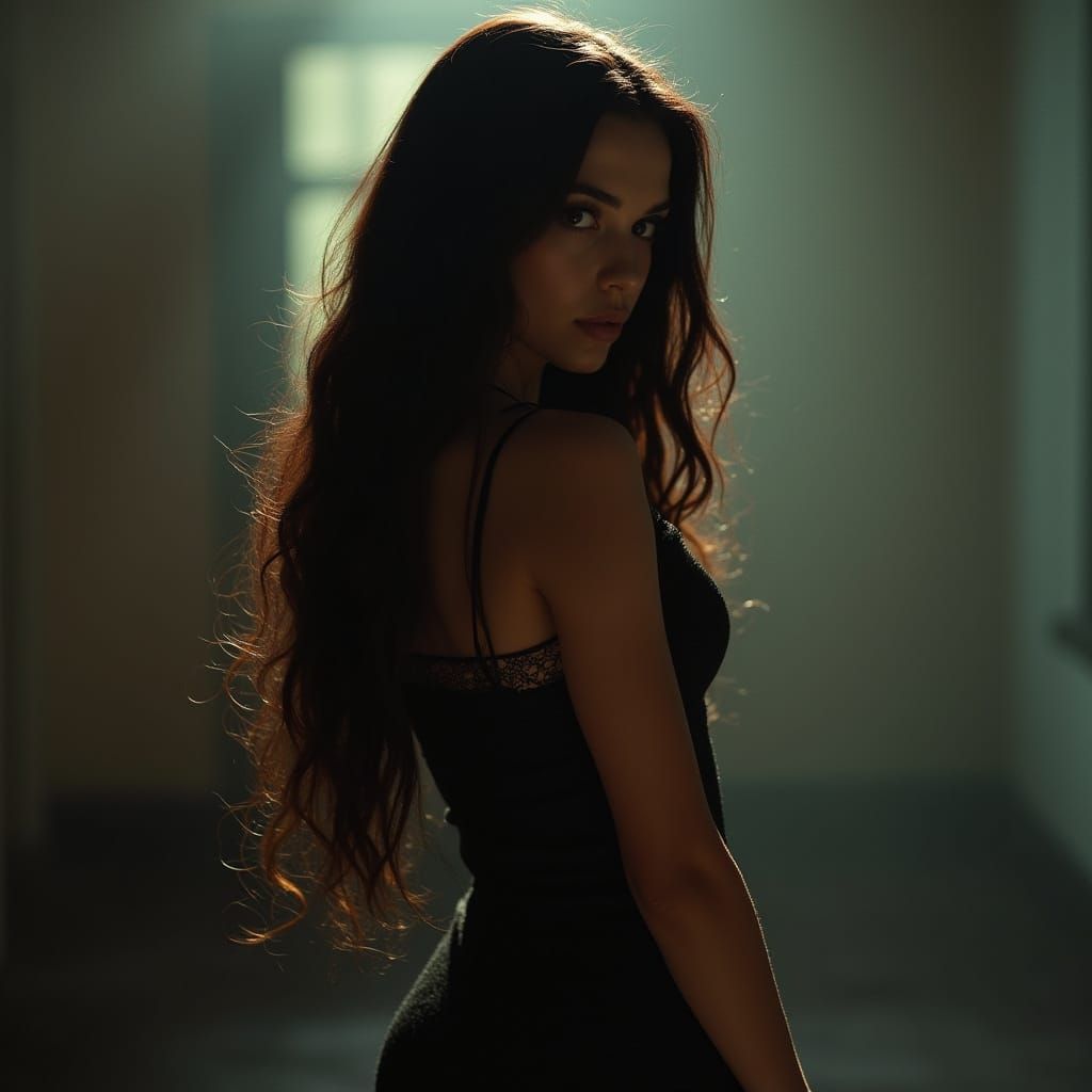 Cinematic Portrait of Woman with Long Hair