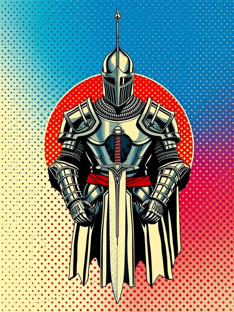 Regal Knight in Bold Pop Art Style