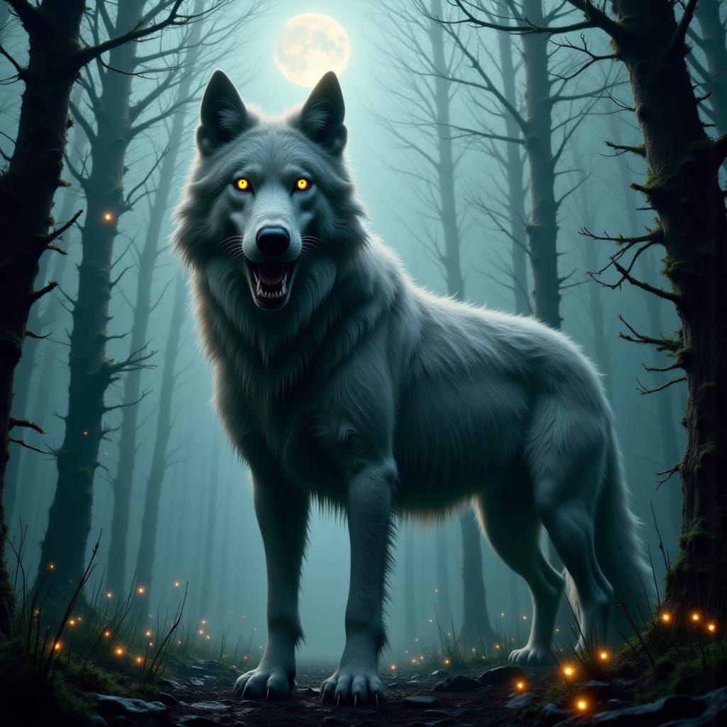 Grey Wolf in Futuristic Realism