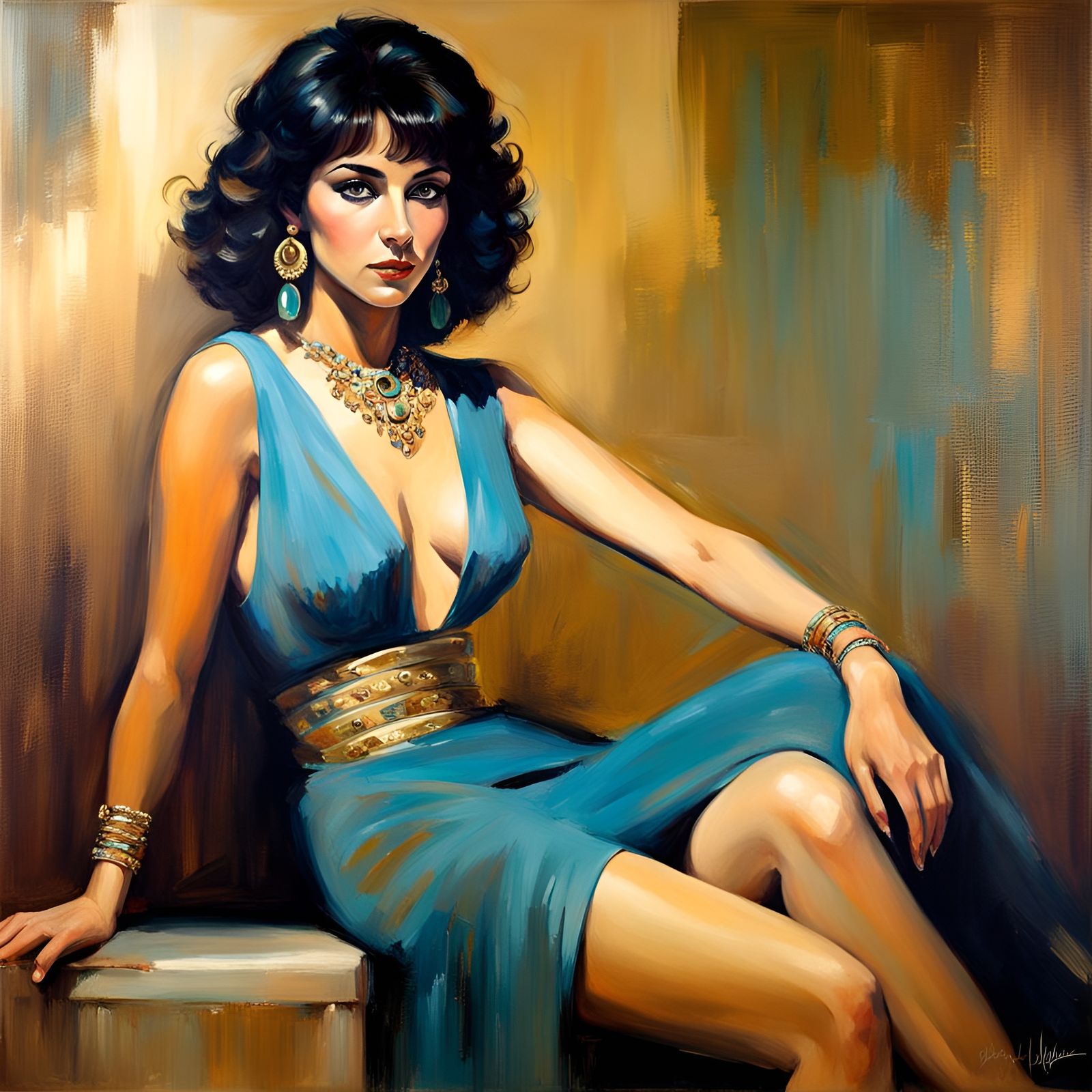 Elizabeth Taylor as Cleopatra in Poster Art Style