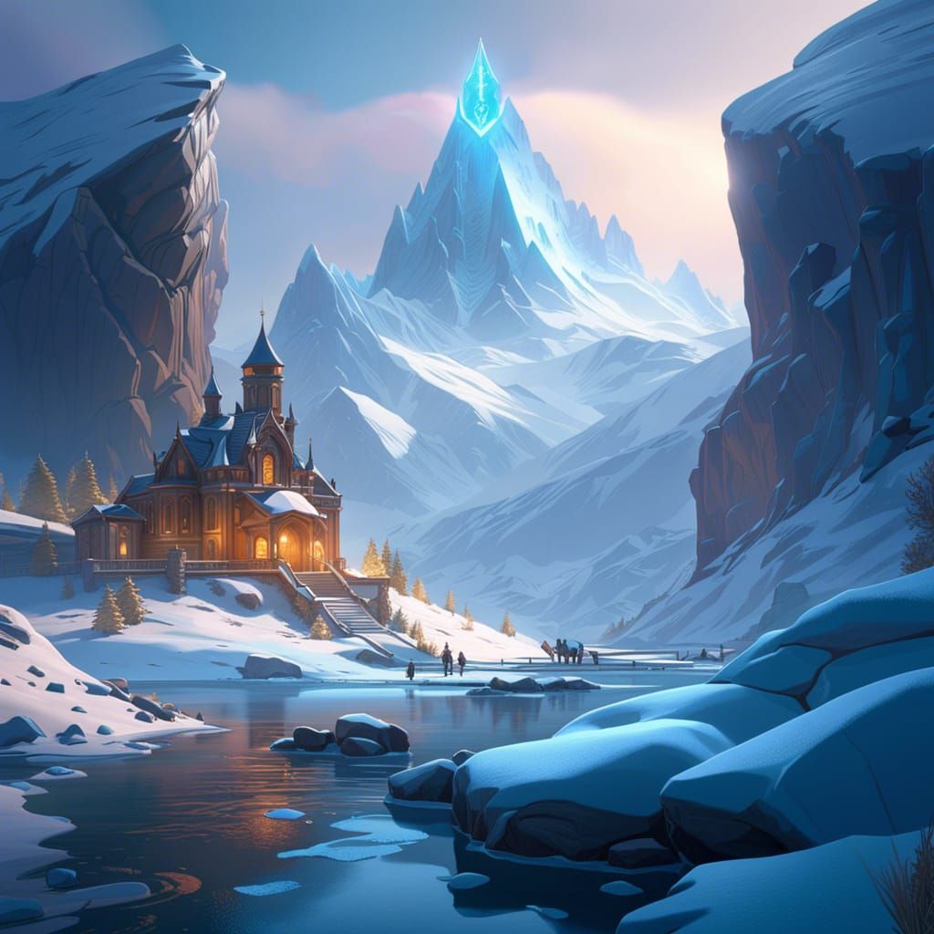Icy Landscape Concept Art in Triadic Colors