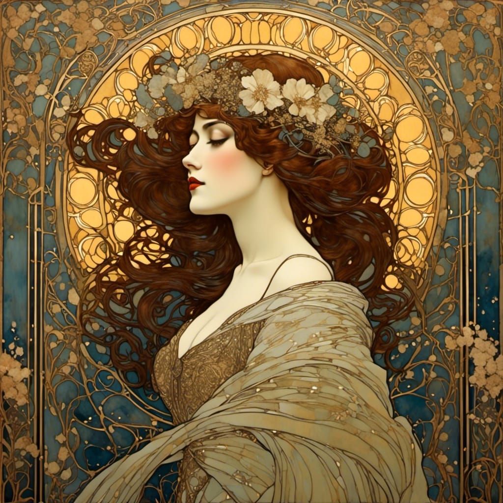 Art Nouveau Portrait with Dynamic Lighting