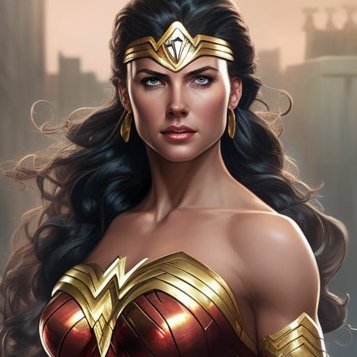 Wonder Woman Portrait in Hyperdetailed Comic Book Style