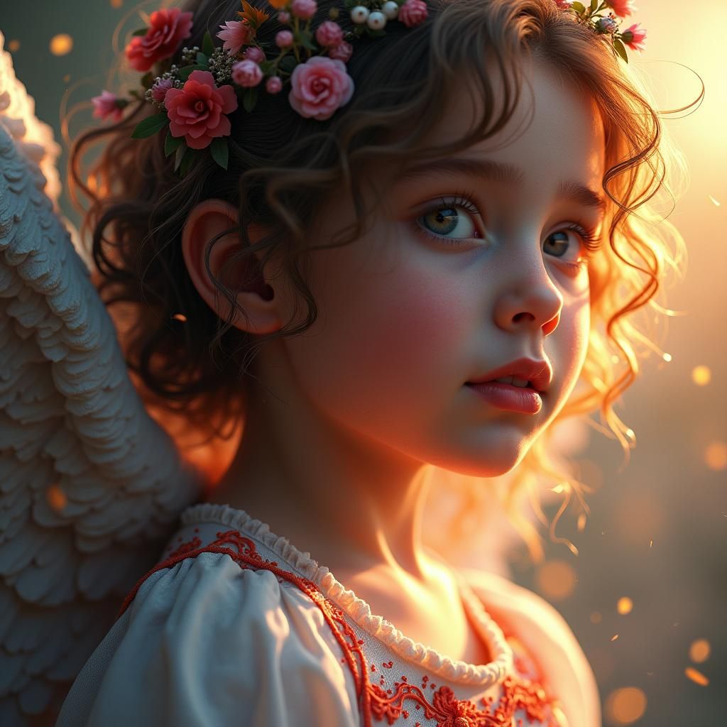 Angelic Baby Portrait in Art Nouveau Style