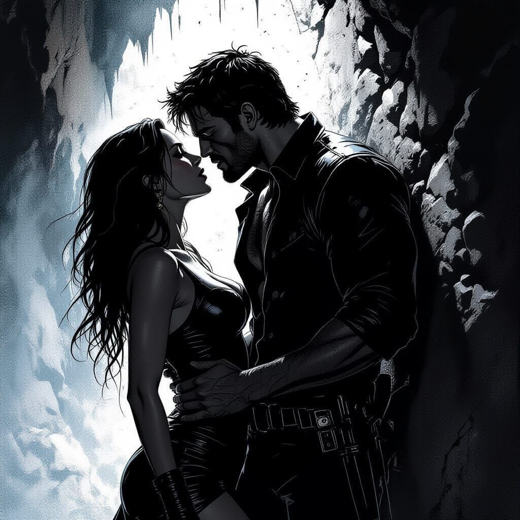 Fierce Woman Traps Man in Human Form, Passionate Kiss