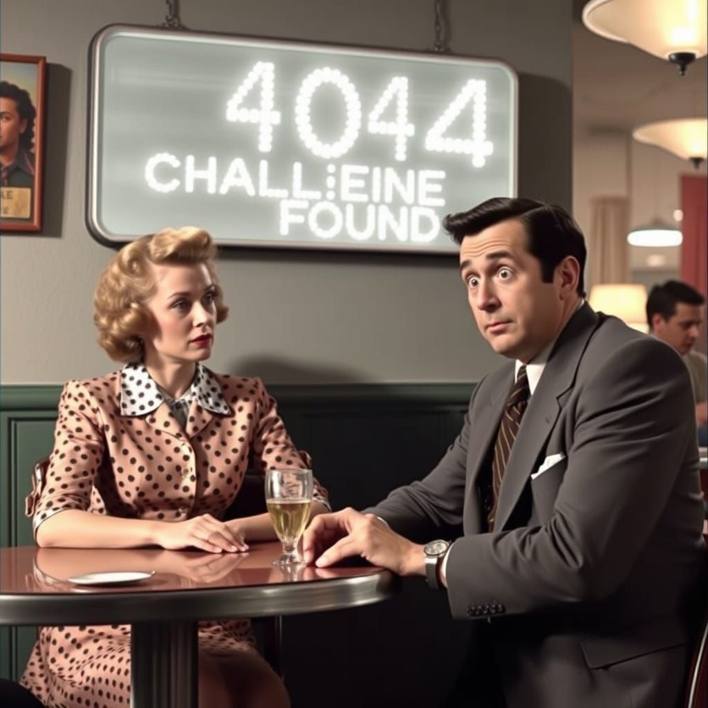 1950s Office Worker Surprised to See Wife at Restaurant