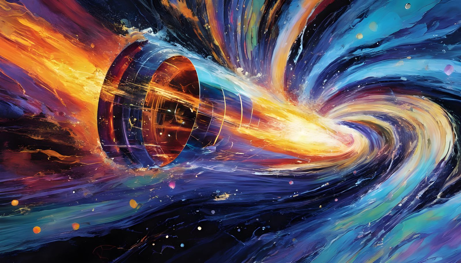 HyperVelocity Cylinder in Vibrant Iridescent Vortex