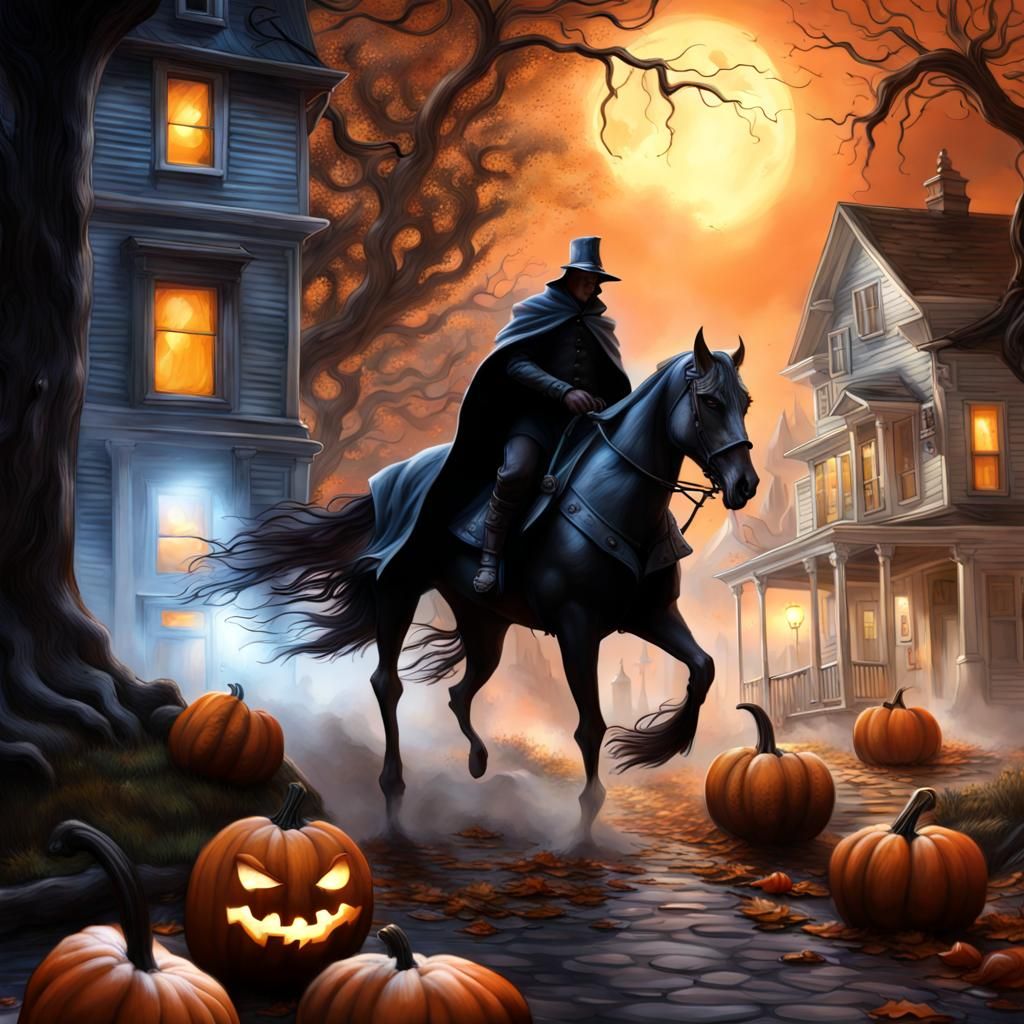 Haunted Halloween Town with Headless Horseman