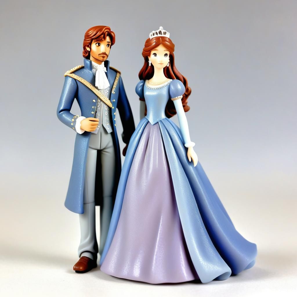 Red-Haired Princess and Brown-Haired Prince Resin Cast