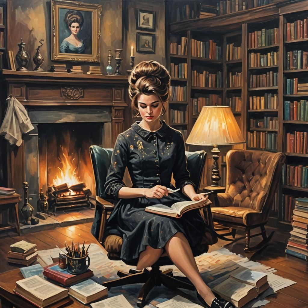 1960s Woman with Beehive Hairdo in Steampunk Style