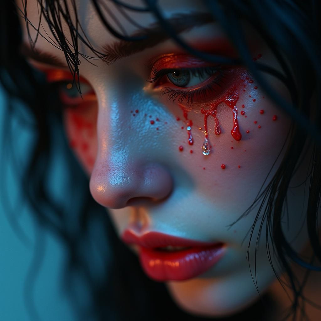 Emotional Woman with Diamond Tears, Fantasy Art