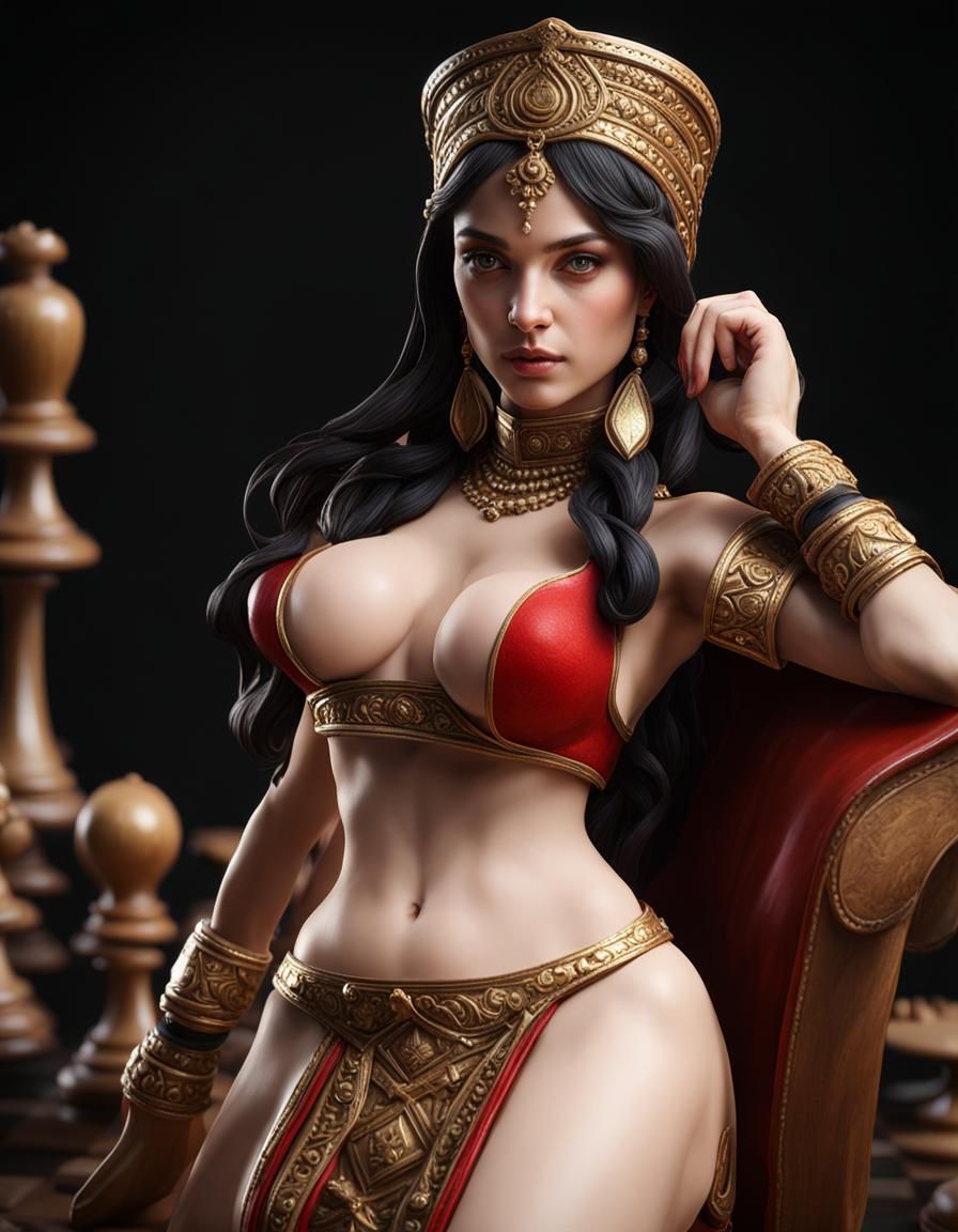 Chess Goddess in Tamara DeLempicka Style