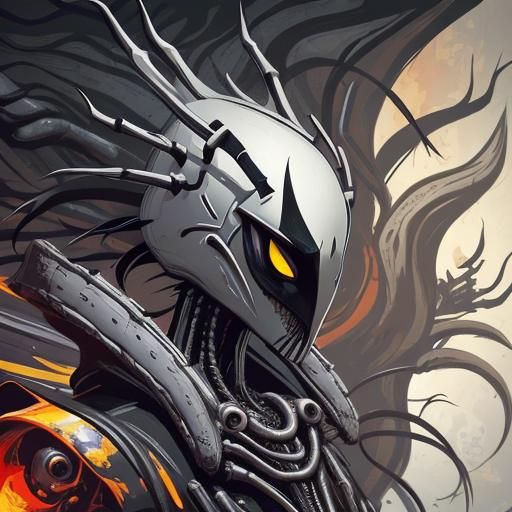 Hollow Knight Cyborg Portrait in Vector Art Style